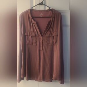 New York & Company Size XL Mauve Blouse - Long Sleeve Or 3/4 Slerve